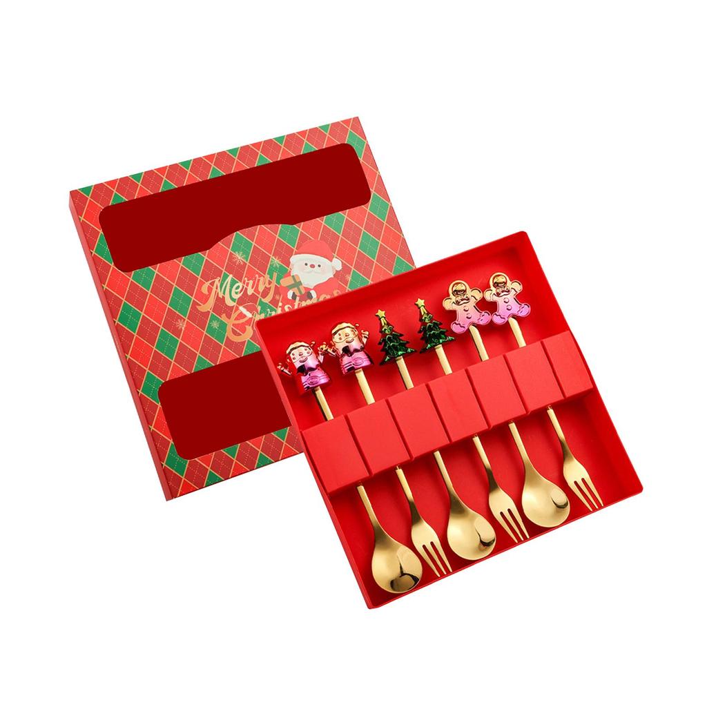 Christmas Characters Spoons and Forks Flatware Decoration Portable Easy Cleaning