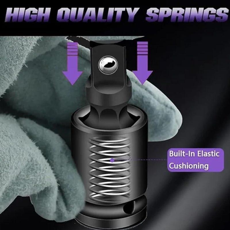 360° Swivel Air & Electric Impact Universal Joint Socket Adapter Set 1/4" 3/8" 1/2" Drive Extension Bar Kit for Impact Wrench