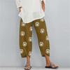 Women’s Loose Fit Elastic Waist Pants Dandelion Print Casual Cropped Trousers with Side Pockets for Comfortable Everyday Wear