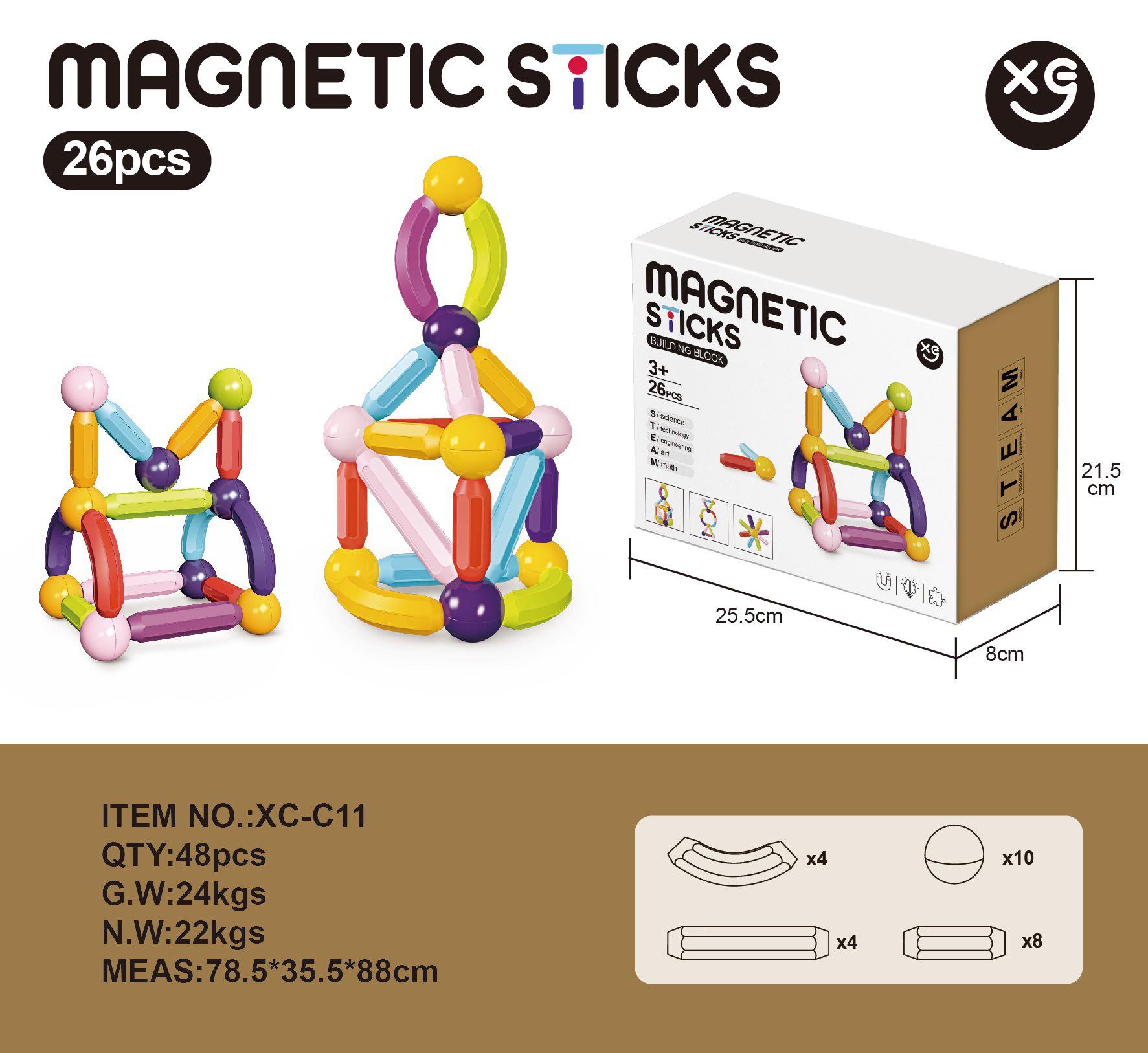 Magnetic Building Sticks: Children s Educational Building Blocks Set 42 Pieces Set