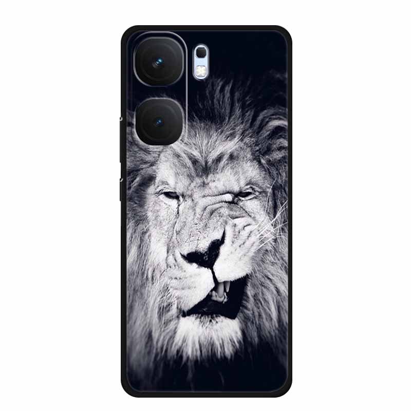For Vivo iQOO Neo9 Pro Case TPU Silicone Soft Back Cover for Vivo iQOO Neo9 Neo 9 Black Fashion Cool Animals Coque Lion Tiger
