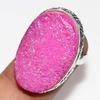 Pink Titanium Druzy 925 Silver Plated Ring US 7.5 Classic Timeless Gift m7N30
