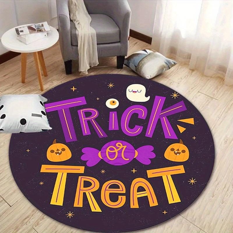 

1pc Soft, Absorbent & Non-Slip Trick or Treat Round Rug, Perfect for Entryway, Living Room, Bedroom Decor, Machine Washable Flannel Memory F 80cm by 80cm