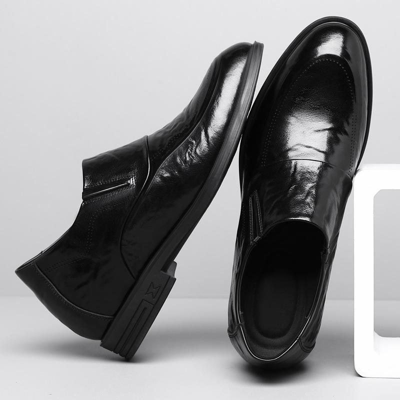 New inner height-increasing leather shoes men's 8cm genuine leather business dress Derby shoes invisible height-increasing one-pedal pointed m