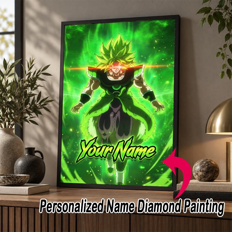 Personalized Broly Diamond Art Custom Name 5D Diamond Painting Full Drill DIY Craft