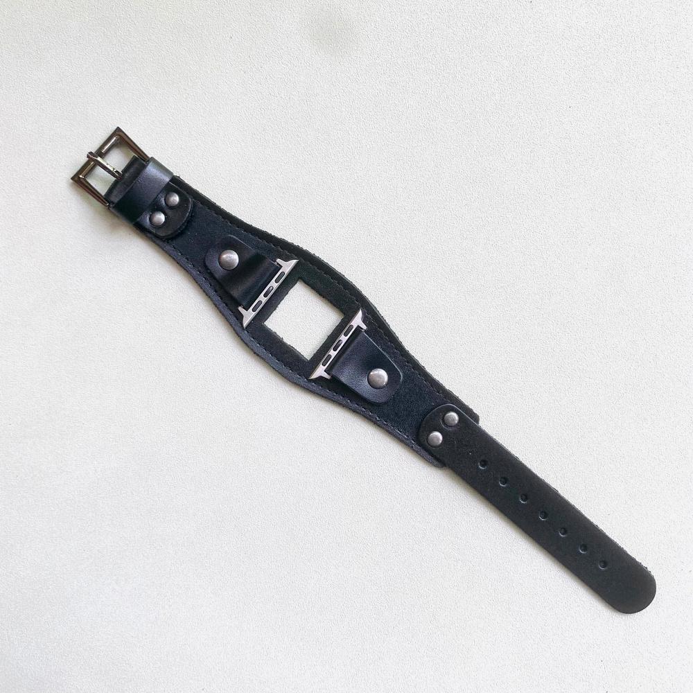 Watchband NEW Punk Cuff Retro Bracelet Belt For Apple Watch Band 38mm 40mm 42mm 44mm 41mm 45mm Watchband Leather iWatch Strap 3 4 5 6 7 SE