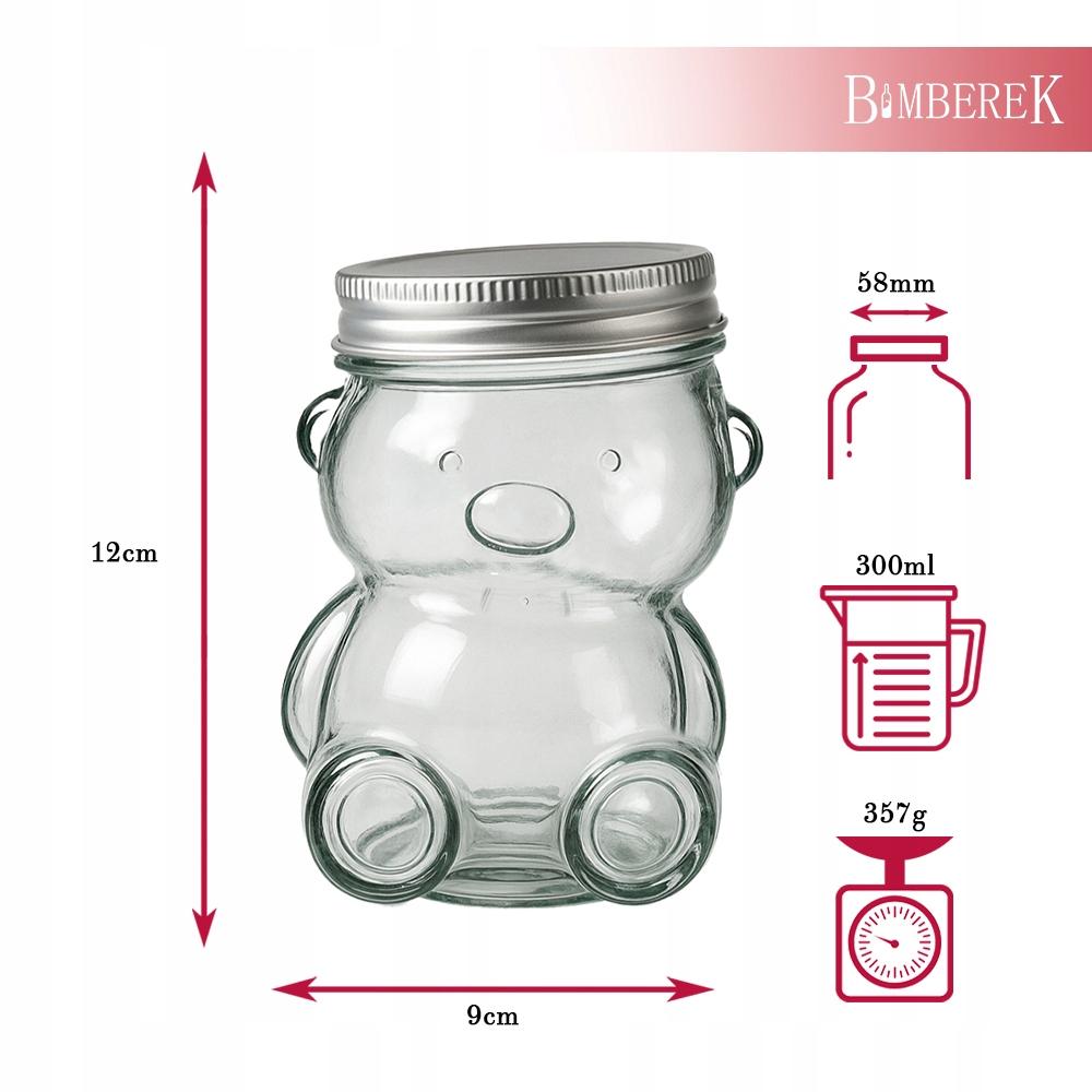 GLASS JAR TEDDY BEAR 300ml Container for Honey Jam Spices Jar Gift