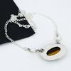 Natürlicher Tigerauge Edelstein Handgefertigt 925 Sterling Silber Elektroform Halskette, Tigerauge Silber Für Ehefrau Unisex Anhänger Erntedankgeschenke
