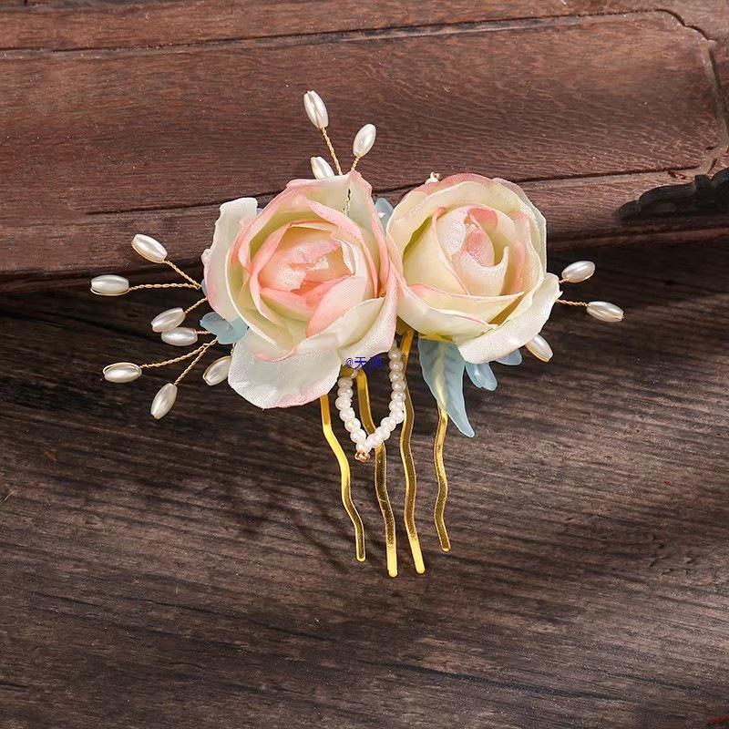 Pearl Flower Hanfu Hairpin and Comb Set for Women