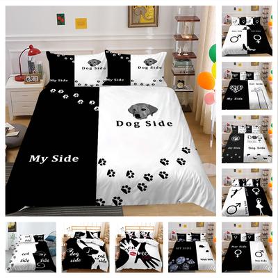 3D Black and White Bedding Quilt Cover Pillowcase 2 or 3 Creative Printing Microfiber Fabric Single Bed Double Bed Super Soft Bedding