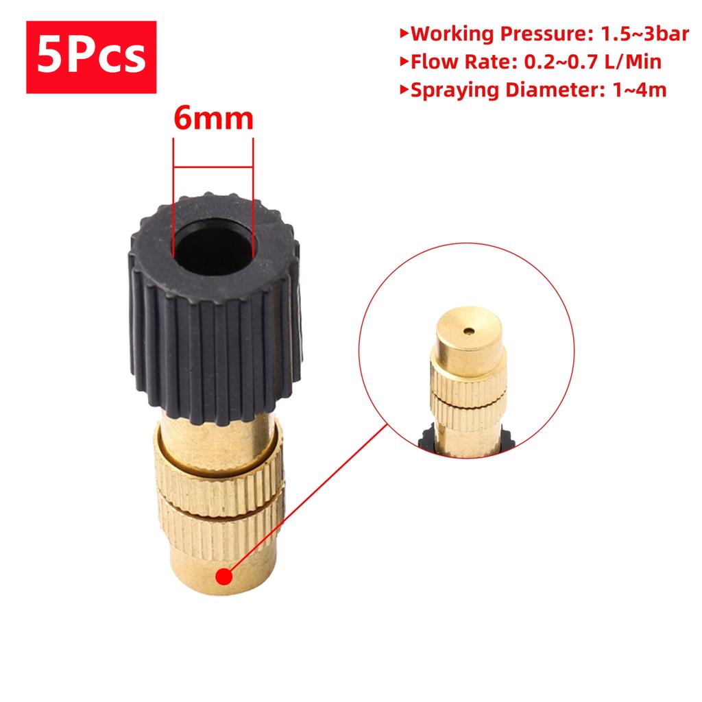 Brass Atomization Mist Nozzle 4/7mm 6mm 8mm Interface Barb Spray Head Garden Greenhouse Irrigation Cooling Humidifying Sprinkler