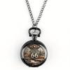 Antique Exquisite Route 66 American The Mother Road Pocket Watch Design, Precise Quartz Movement Watch Gift for Male and Kids
