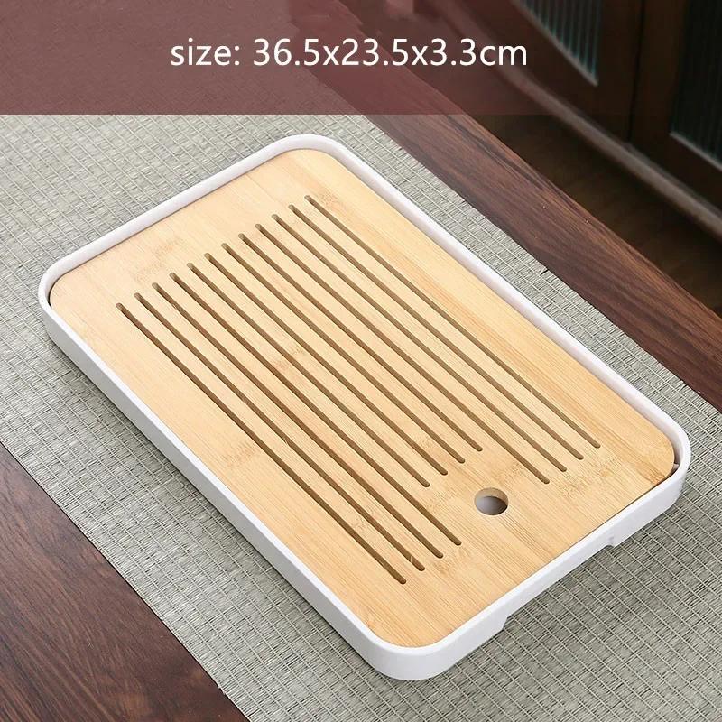 Bamboo Tea Tray Household Tea Set Accessories Small Tea Board Water Storage and Drainage Wet and Dry-use Tray Teaware Decorative