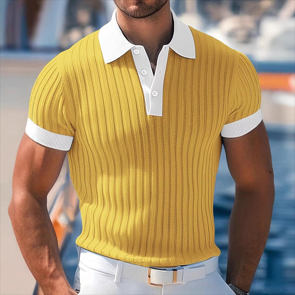 2026 New Summer Men's Fashion Hollow Polo Shirt Short-sleeved Casual Top