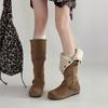 Suede retro two-wear velvet warm tall women's knight boots autumn and winter belt buckle thick heel thin fashion boots