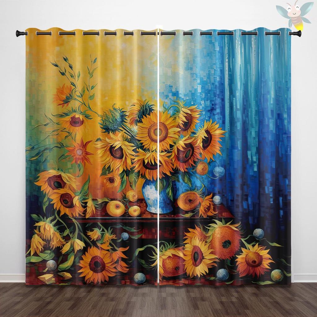 Individuelle Sonnenblumen Verdunkelungsvorhänge - Hochpräziser Digitaldruck, Verdicktes Polyester, Sonnenschutz