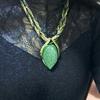 Bohemian Ethnic Style Vintage Glass Water Drop Leaf Pendant Necklace