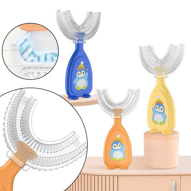 U Children Shaped Silicone Toothbrush Kid Baby Infant Oral Cleaning Manual