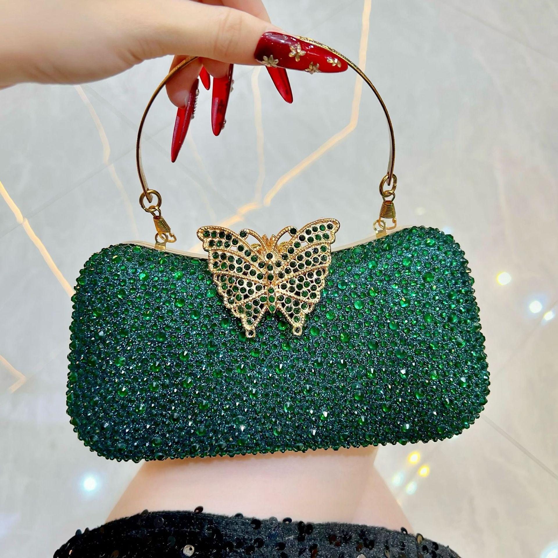 

2025 Luxury Brand Design Metal Butterfly Full Diamond Evening Clutch Bag Women Prom Dress Handbag Retro Rhinestone Shoulder Bag