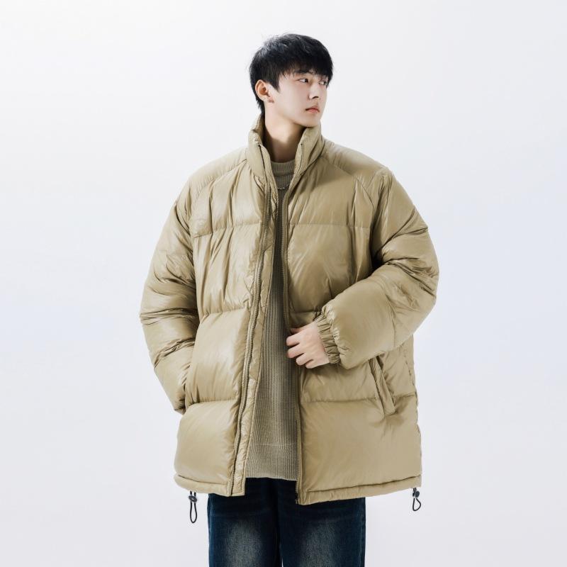 Fashionable and Simple Men's Loose Thickened Stand Collar Top Coat White Duck Down Jacket