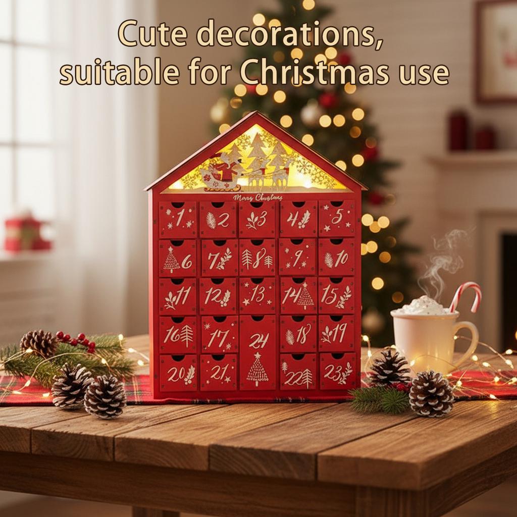 Wooden Christmas Advent Calendar House Shaped Countdown Calendar with 24 Drawers Countdown To Christmas Xmas Countdown Calendar