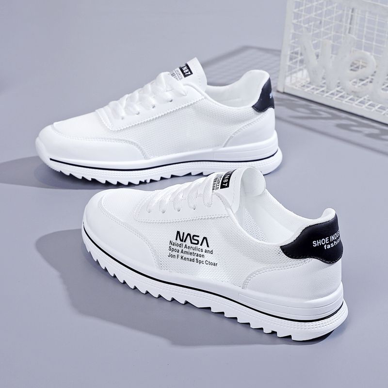 Ladies Breathable White Shoes Outdoor Non Slip Board Shoes Trendy Comfort Running Shoes Women's Lightweight Lace Up Flats Mujer