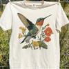 Retro Vintage Hummingbird T-Shirt, Botanical Hummingbird Shirt, Cottagecore Bird Tee, Garden Nature Lover Gift