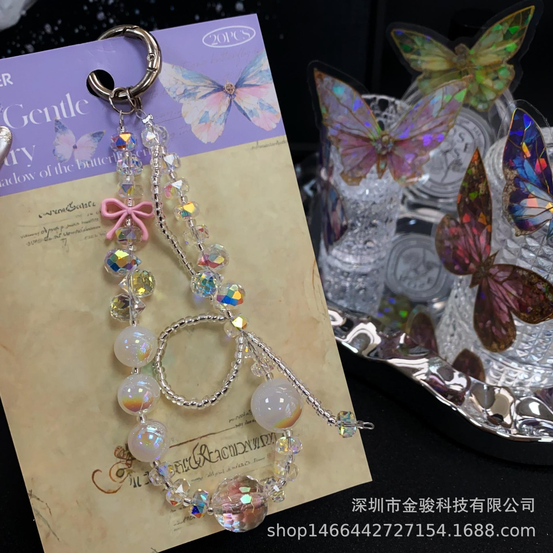 

Новая цепочка для телефона Милый бантик Подвесная цепочка USB-флешка Телефонный ремешок Наручный стиль Высококачественная цепочка для телефона из слепой коробки White Beaded Bow