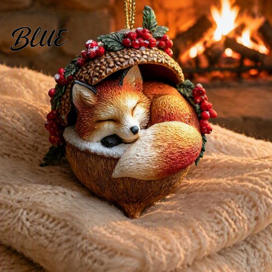 Festive Tree Ornament Forest Animal Acorn Hanging Ornament 2D Acrylic Flat Printed Decor for Christmas Woodland Creature Pendant Holiday