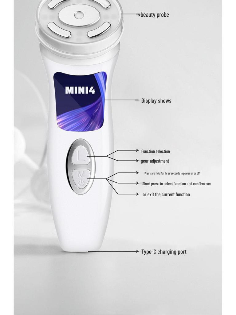 Fourth-Gen Rechargeable HIFU Mini 4-in-1 Ultrasonic Beauty Device for Lifting, Firming, and Iontophoresis At Home