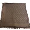 LOUIS VUITTON Large format Monogram Voal silk Stall Brown silk unisex Used