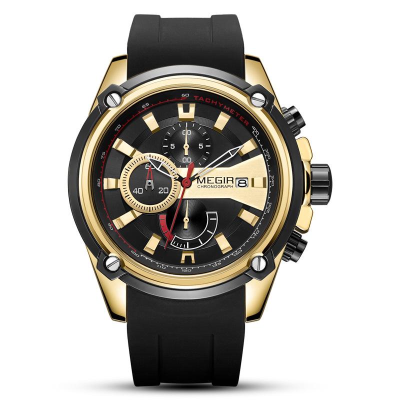 Men S Watch Real Three-Eye Multi-Functional Sports Silicone Quartz Watch Men2086