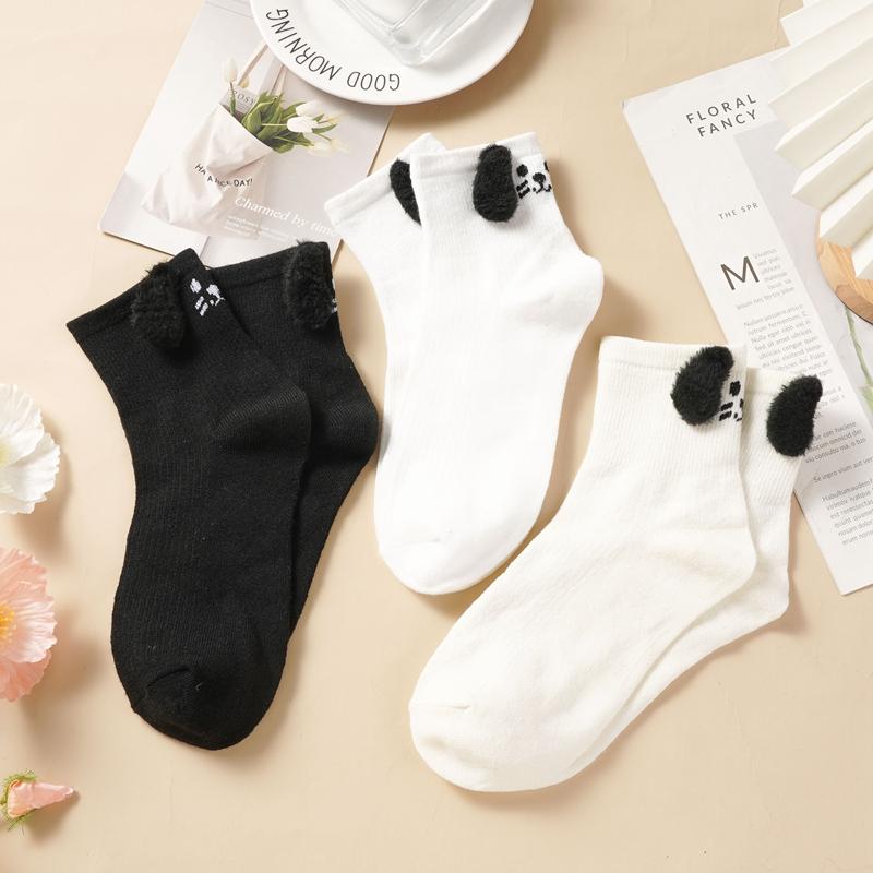 3D Cartoon Cute Comfortable Breathable Antibacterial and Deodorizing Socks for Women Featuring Horses Bears Dogs Cats and Pandas