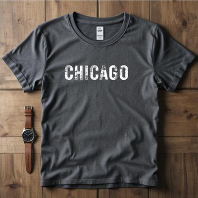 Koszulka Chicago z przetarciami, Koszulka Chicago Illinois, Vintage koszulka z grafiką Chicago, Koszulka z dumą z miasta, Koszulka na prezent Chicago