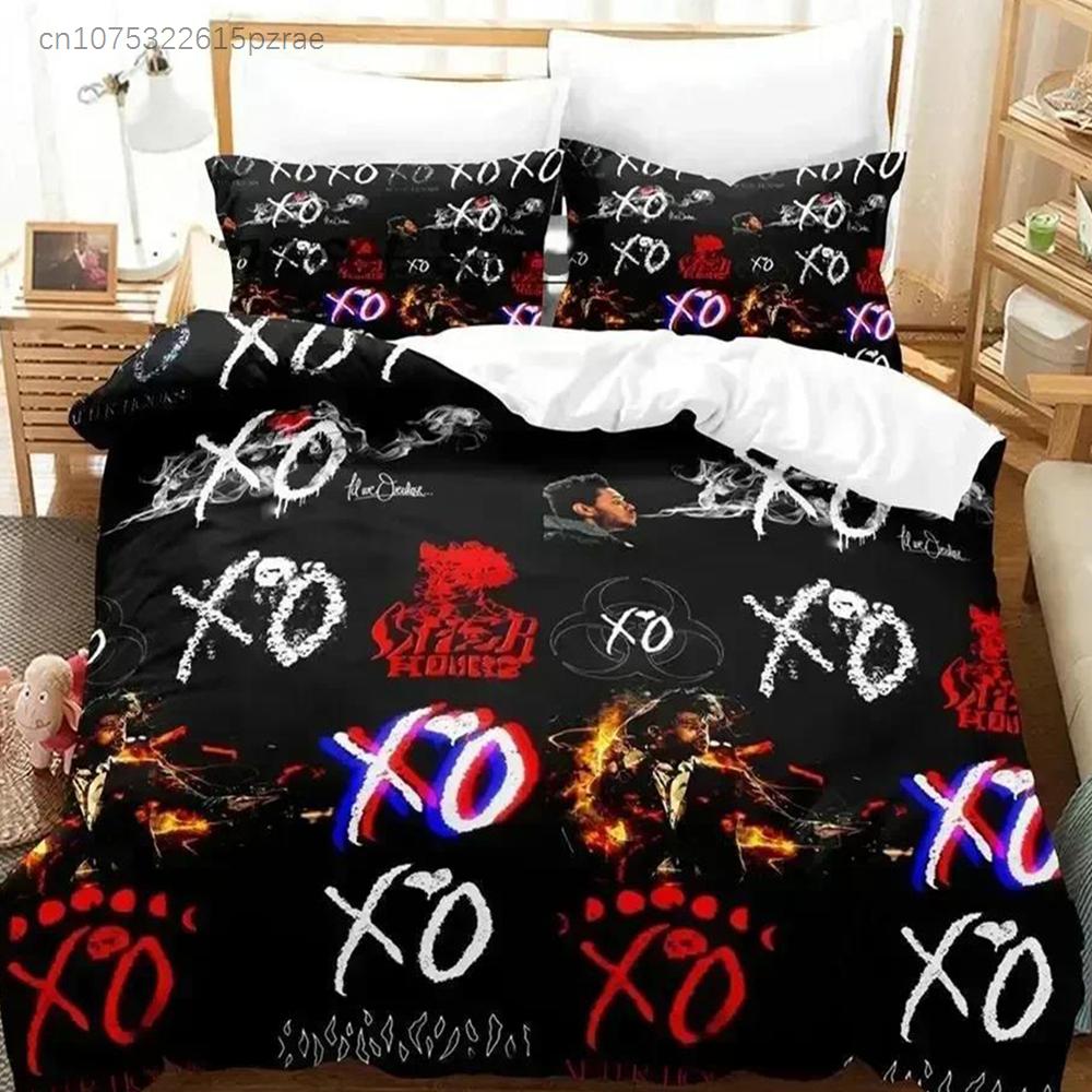3D-Druck XO The Weeknd Bettwäsche-Set Für Schlafzimmer Weiche Moderne Bettbezüge Bequeme Kinder-Bettbezüge Steppdeckenbezug Und Kissenbezug