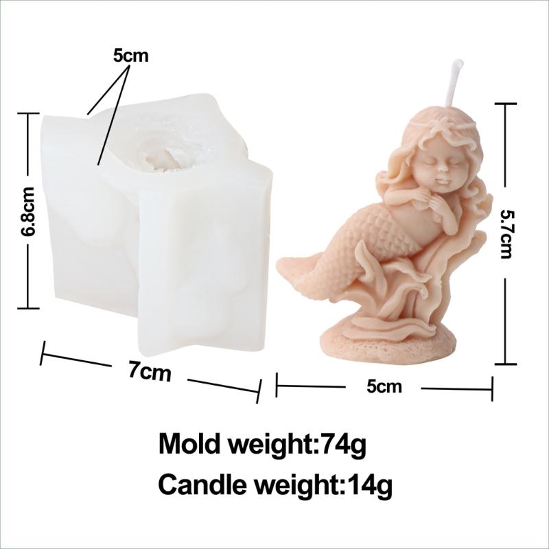 Mermaids Candle Silicone Mold Human Girl Soap Resin Plaster Mould Cake Chocolate Making Sleep Girl Statue Desktop Decor