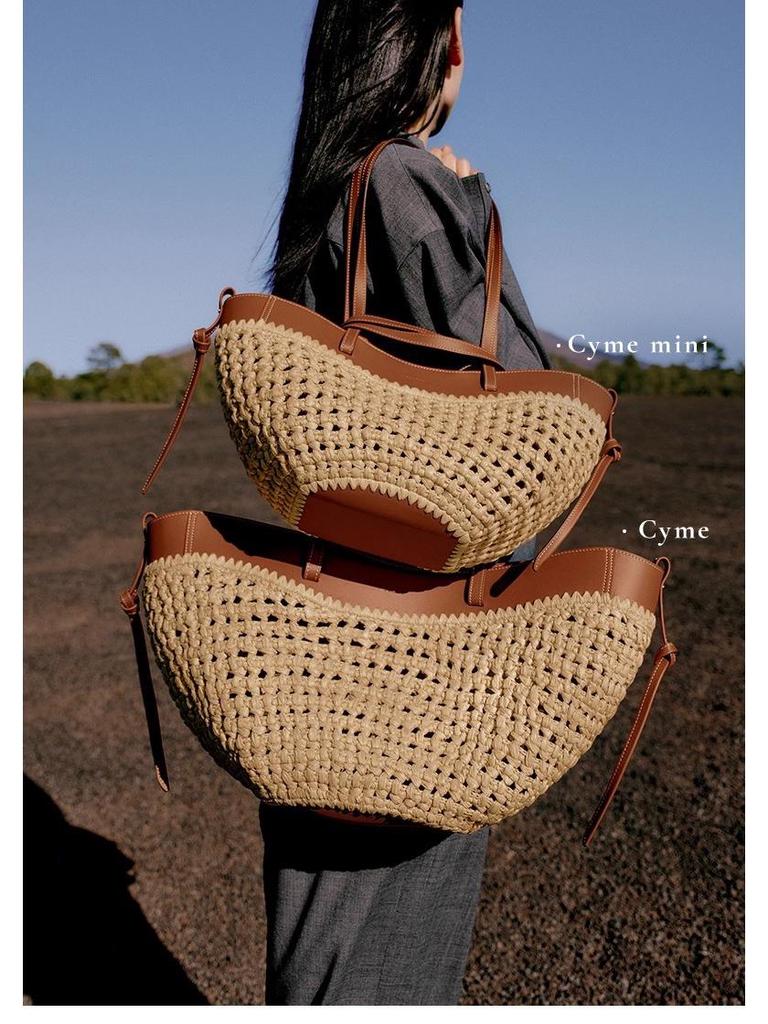 2025 Trendy Large Capacity Polish Straw Shoulder Beach Bag