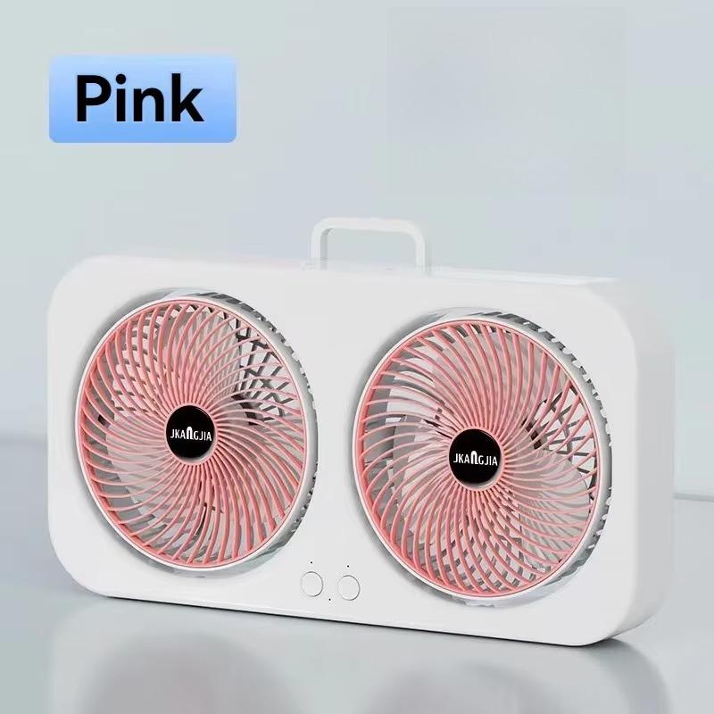 Dual Head Desk Fan with USB Charging Portable Wall Mounted Quiet Cooling Fan 3 Speed Adjustable for Dorm Room Home Office