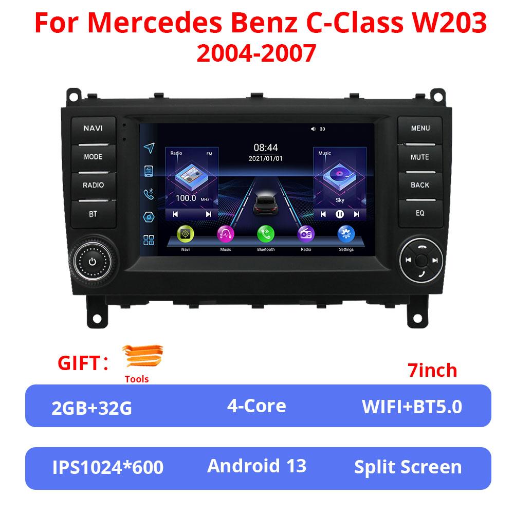 7Inch Android 13 GPS Car Multimedia Player For No DVD Mercedes Benz C-Class W203 Wireless Carplay & Android Auto GPS