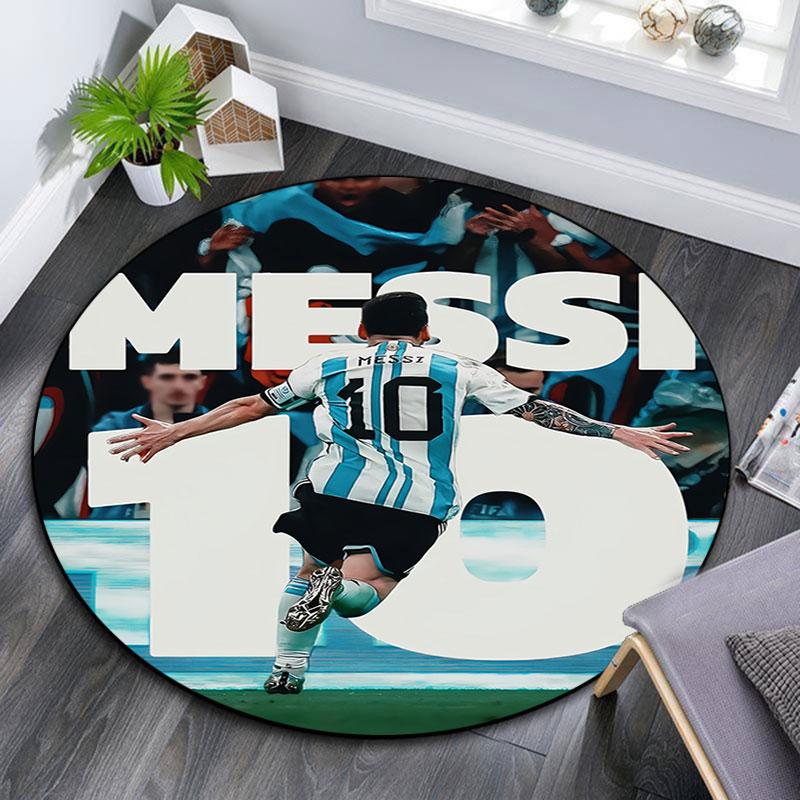 Tappeto Rotondo Stampato Lionel Messi, Tappeto Circolare Antiscivolo Lavabile per Soggiorno Camera da Letto Sala Giochi, Decorazione per Fan dello Sport, Regalo di Compleanno Festivo