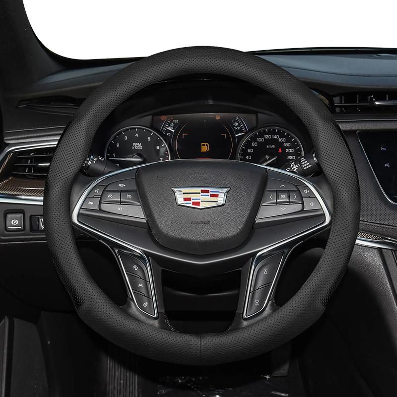 Suitable for Cadillac Ultra-Thin Breathable Leather Steering Wheel Cover Suitable for Cts 2013 Ct4 Carbon Interior Ct5 Xt5 Xt4 Xt6