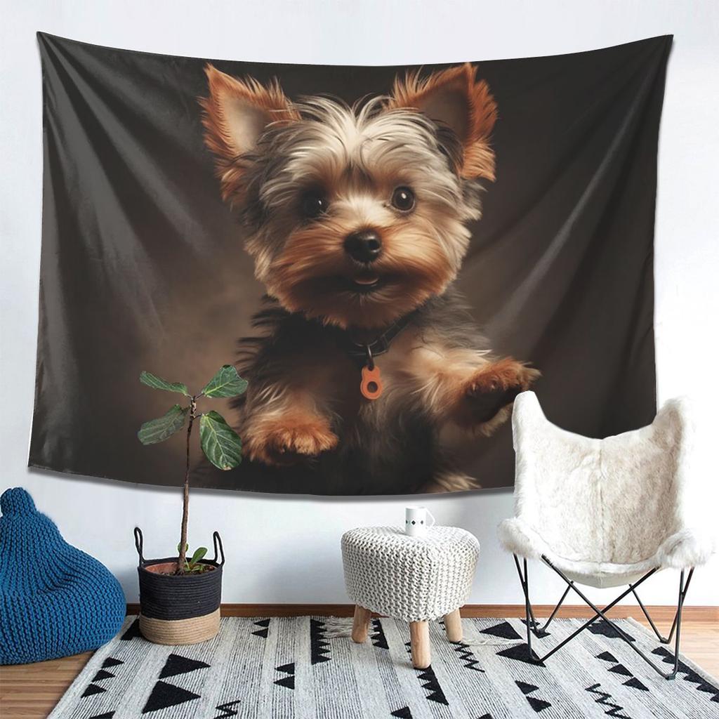 Yorkshire Terrier Hund Süß Wandteppich Wandbehang Ästhetische Wohnkultur Wandteppiche für Wohnzimmer Schlafzimmer