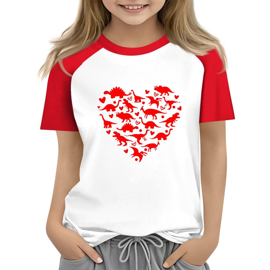 Oberteile für junge Mädchen 4-16 Jahre Rundhals Kurzarm Trendige Oberteile