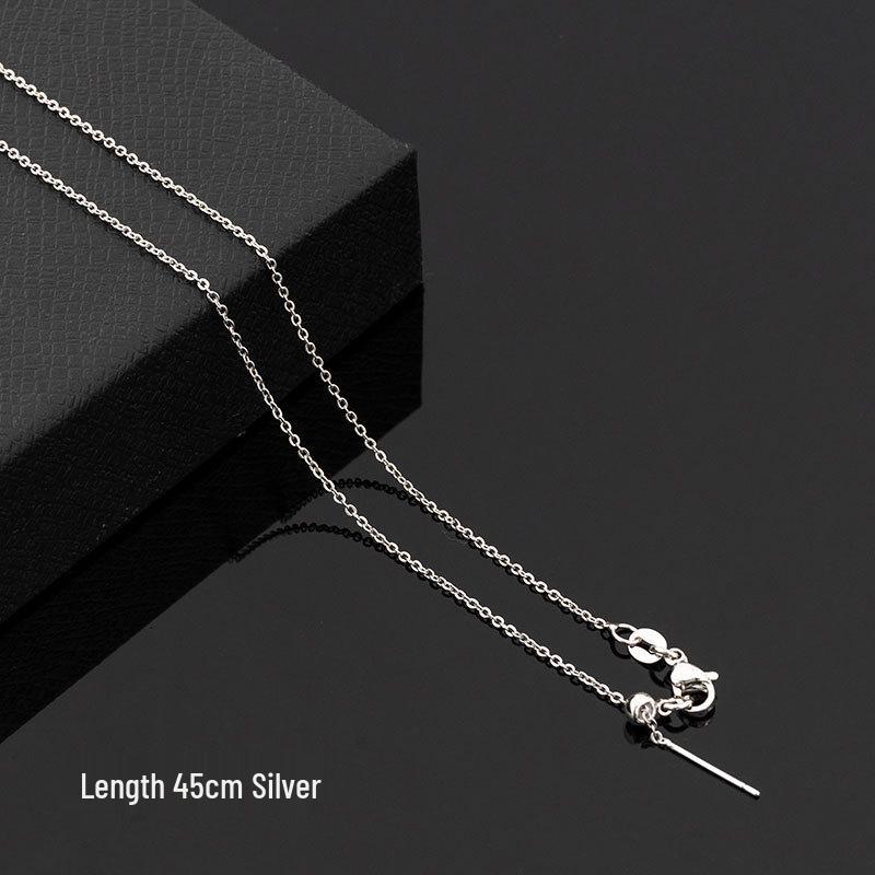 

Adjustable DIY Clavicle Necklace with Lobster Clasp, Needle-Type Silicone Bead Pendant, and Copper Cross Chain for Women.