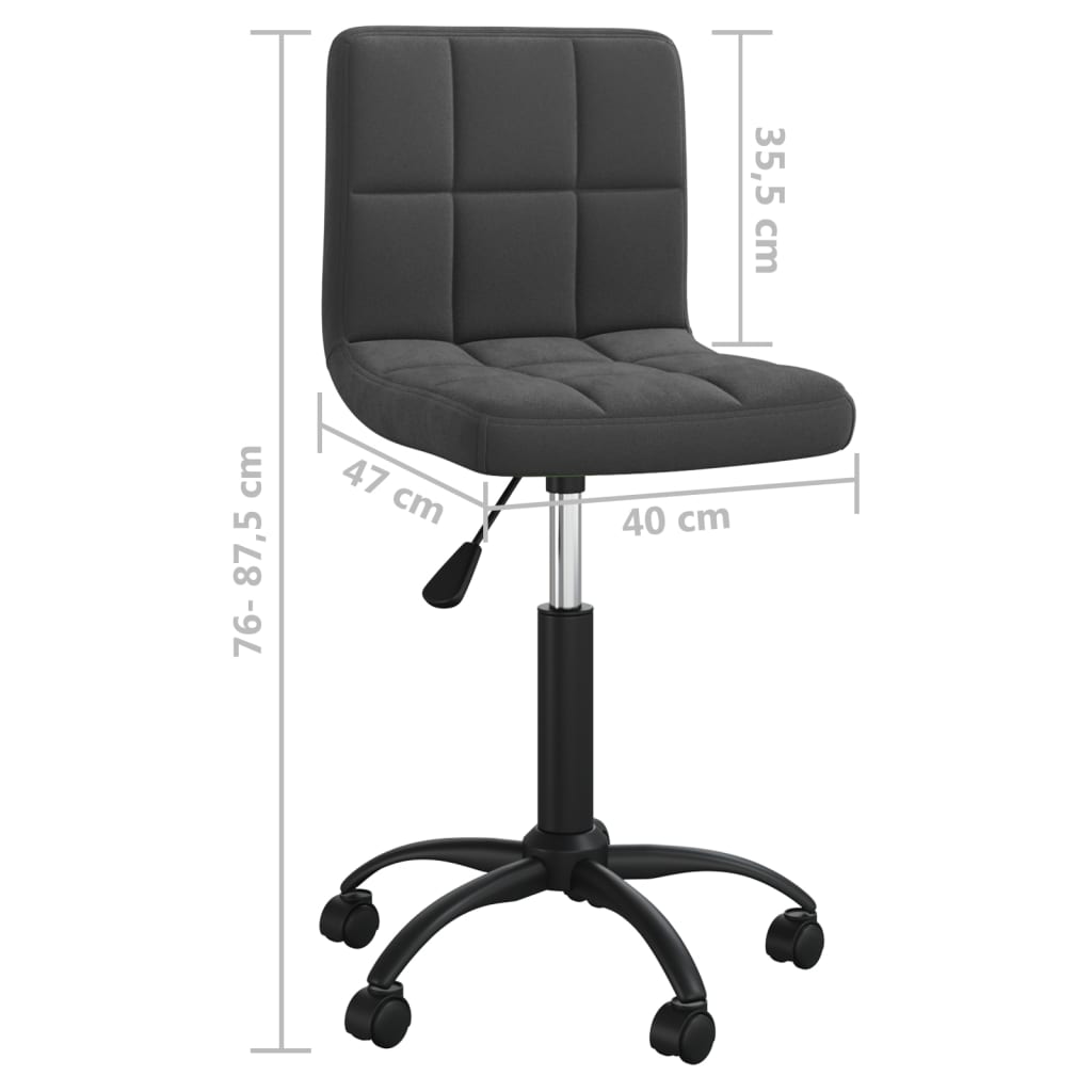 Vidaxl Swivel Office Chair, Black, Upholstered with Velvet