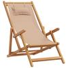 Folding Beach Chair Taupe Solid Eucalyptus Wood and Fabric