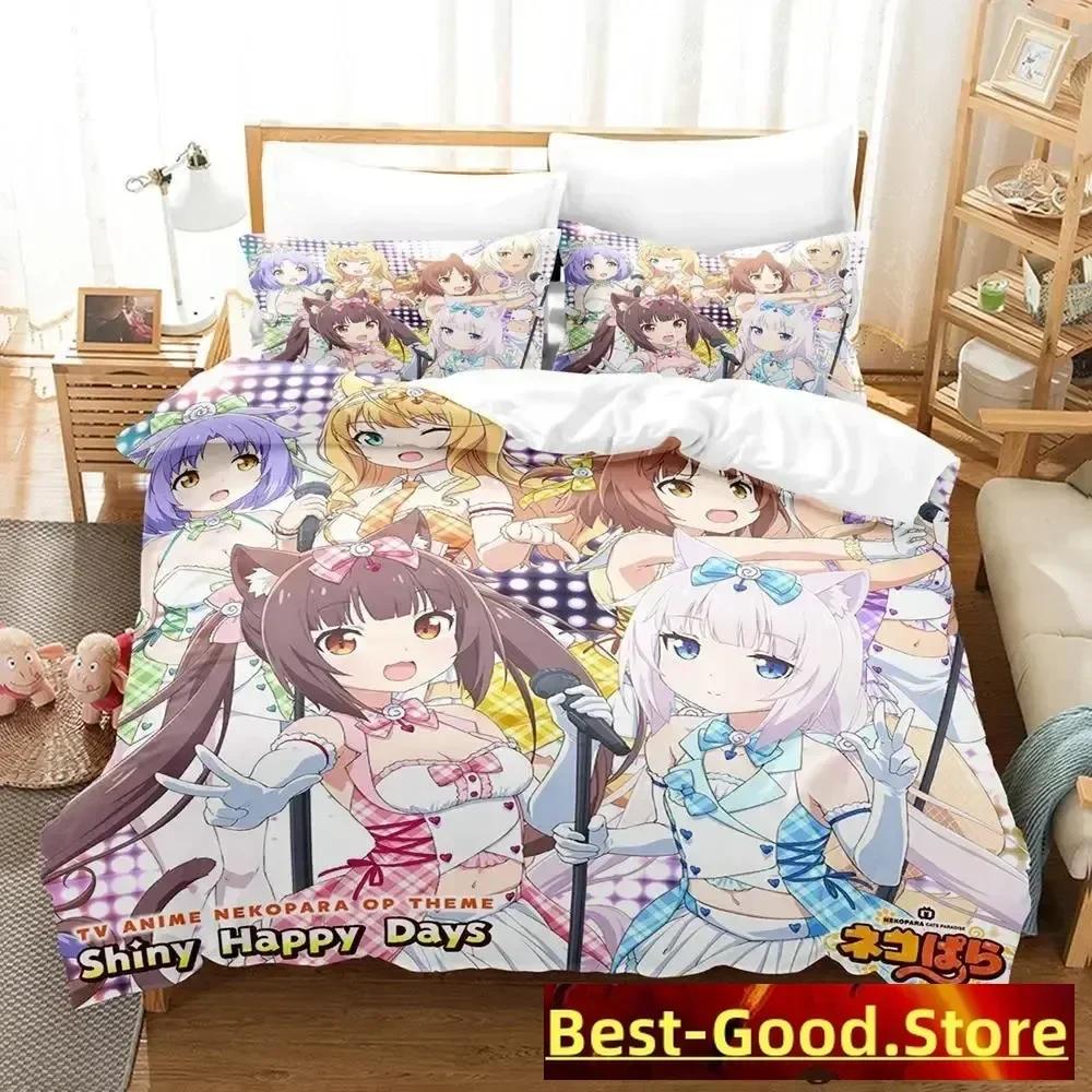 New Nekopara Ova Bedding Set Duvet Cover Sheet Printed Bed Set Pillowcase Bed Full Queen King Size Comforter Bedroom