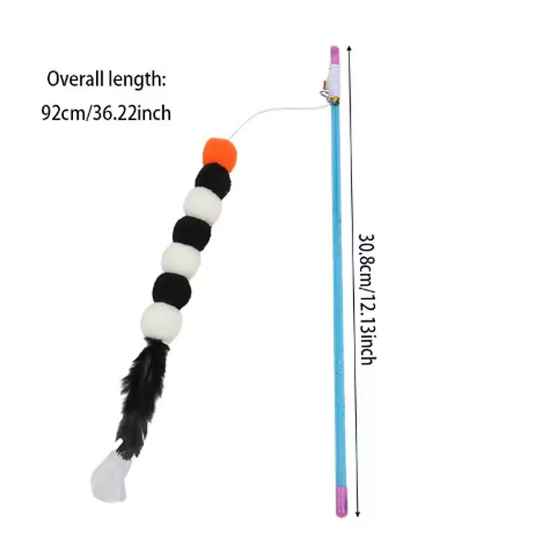 Funny Cat Teaser Interactive Toy Rod with Bell and Feather Toys for Cats Teaser Interactive Toy Rod Pet Cats Toys Stick
