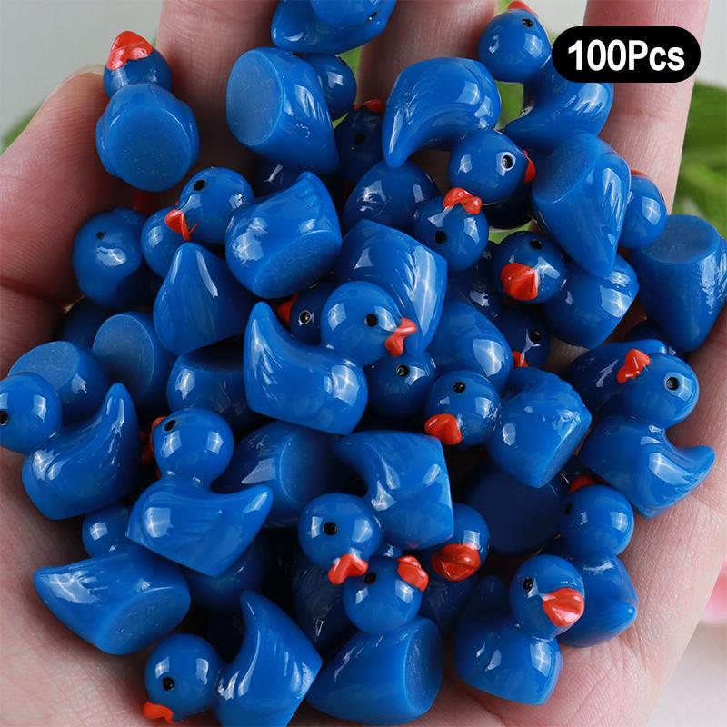 100Pcs Cartoon Cute Mini Luminous Little Duck Home Decor Resin Crafts Miniatures Ornaments Kawaii Desktop Decoration Gifts
