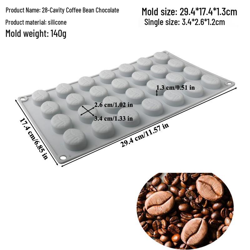 Shenhong Silicone Molds: 6-Cavity/12-Cavity for Coffee Bean, Cocoa Bean, Mousse, Chocolate Cake, and French Desserts